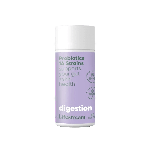 Lifestream Probiotics 14 Strains 60 VegeCaps For everyday healthy gut function and flora. Do you have enough good guys in your gut fighting the fight to ensure optimal digestive health, no matter what you eat or what bugs you catch? If you are experiencing out of control sugar cravings, a slower than usual metabolism, digestive irregularity, or skin issues like eczema, psoriasis, or itchy rashes, you might need additional support from a probiotic supplement to help restore your digestive wellbeing.