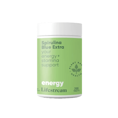 Lifestream Spirulina Blue Extra 200 Tablets For extra immune and recovery support. Feeling tired? Are you lacking in iron and vitamin B12? Perhaps you’re super active or maybe just stressed from having too much on? Great news! We have created the perfect supplement for you with our Spirulina Blue Extra! 