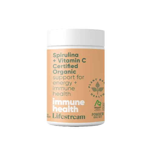 The ideal immune and energy combination for everyday use. Lifestream Spirulina + Vitamin C is a certified organic blend of two of the world’s best superfoods – Spirulina + Acerola berries. Rich in vitamin C, it is a powerful combination to support your natural immune defences. This unique formula provides a wide range of naturally occurring antioxidants, nutrients + important co-factors for easy absorption.
