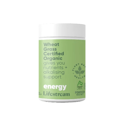 Lifestream Wheat Grass Certified Organic 100g Powder A green nutrition boost. Get a green nutrition boost that helps support your acid/alkaline balance. Our Wheat Grass is certified organic and is a nutritious green superfood full of vitamins, minerals, enzymes, and antioxidants. 