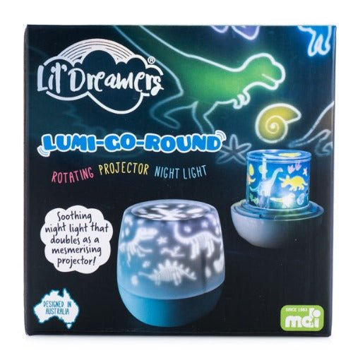 Lil Dreamers Lumi-Go-Round Dino Rotating Projector Light&nbsp;

Glowing rotating projector night light with a dinosaur theme
3 light settings, 3 light colours and 3 brightness modes
Includes 3 different films for a variety of fun projections
USB or battery operated
12.9(L) x 12.9(W) x 12.9(H) cm
Colour box
3 x AA battery – Not included

1st Stop, Marshall's Health Shop, Gift Shop!

SKU: RS-RLP/D