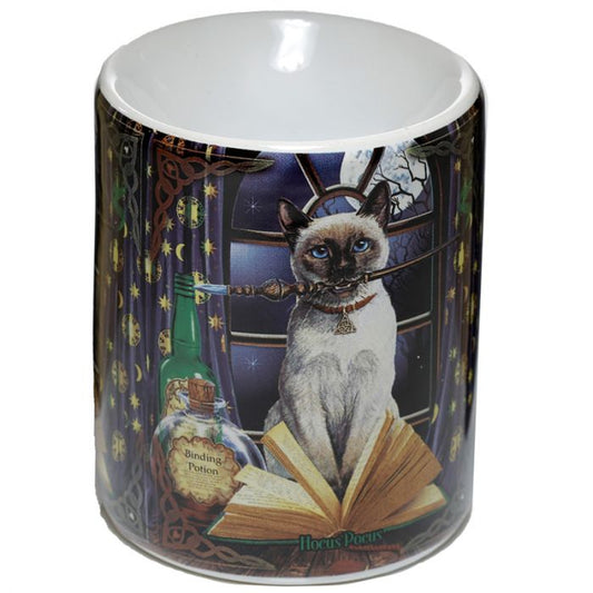 Lisa Parker Hocus Pocus Cat Oil Burner

Height 10cm Width 8cm Depth 8cm

Material:&nbsp;Ceramic
Suitable for Use With:&nbsp;Water and oils.
Candle Included:&nbsp;No
Oils Included:&nbsp;No
Safety Information:&nbsp;Always read and follow the instructions that come with this product. Use a good quality standard tea light and do not overfill the dish.

1st Stop, Marshall's Health Shop, Gift Shop!

SKU: OB349B