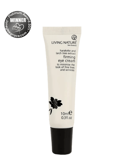 LIVING NATURE FIRMING EYE CREAM 10ML With nourishing active Mānuka Honey and hydrating Harakeke Flax Gel, Living Nature's certified natural Firming Eye Cream is highly concentrated and easily absorbed, to help reverse the aging effects of stress and wear around your eyes.