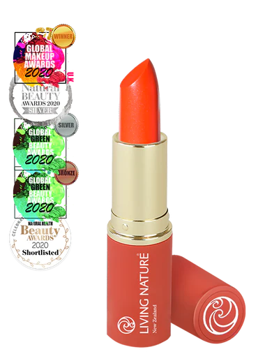 Living Nature's Electric Coral lipstick is a dazzling addition to their award winning lipstick range. A vibrant orange-red, Electric Coral applies like velvet and provides a subtle pearlescent shimmer. This premium quality natural lipstick has a creamy formulation with long lasting bold colour that flatters every skin tone and brightens all occasions.
