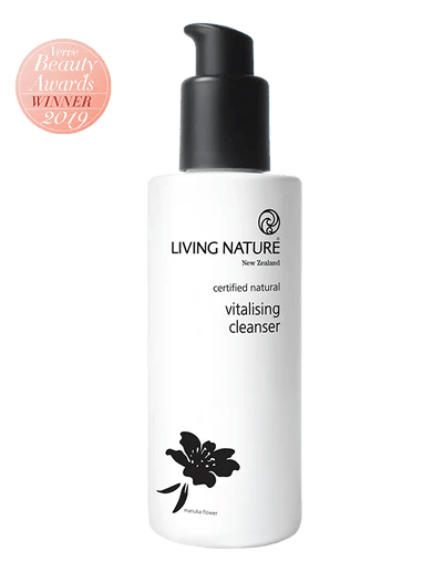 Living Nature’s certified natural Vitalising Cleanser is a gentle creamy cleanser to remove makeup and impurities without stripping your skin.  • Gentle cream formulation • Cleanses without stripping skin of protective oils • Suitable for normal to dry and mature skin • Certified natural • Made in New Zealand