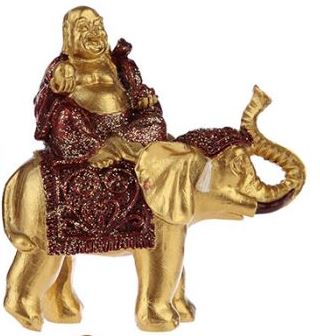 Lucky Buddha Sitting on Glitter Elephant - 1st Stop Marshall's Health Shop, Gift Shop! - Heath and Natural Therapy New Brighton Christchurch - Naturopath