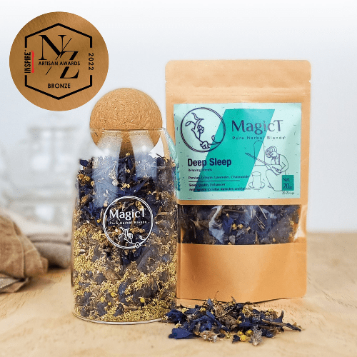 MagicT - Relax - Deep Sleep 20g Pouch 1st Stop, Marshall's Health Shop!  Blend of Persian Echium, Chamomile and Lavender  Mellow-sweet blend of tranquil and comforting herb blend that makes you ready to fall asleep when bedtime rolls around.  Lavender in this blend comes from one of the best traditional Lavender farms in the southwestern part of Turkey, with a moderately dry climate and full sun.