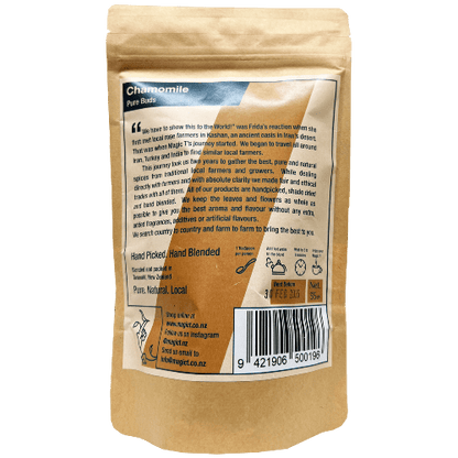 MagicT - Pure Herbs - Pure Chamomile 35g Pouch 1st Stop, Marshall's Health Shop!  This chamomile tea is refreshing, with a natural sweetness and can be drunk at any time. Studies show chamomile tea has calming effects on your sleep quality as well as boosting your immune system. Enjoy drinking this pure herbal tea for its delicious taste and comforting aroma.  Pure Dried Shiraz Chamomile buds