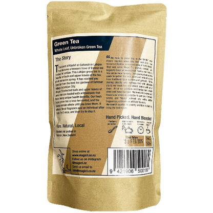 MagicT - Pure Herbs - Pure Green Tea 50g 1st Stop, Marshall's Health Shop!  Whole leaf, unbroken Green Tea  Lahijan Green Tea, is handful of buds and upper leaves of the tea plant, picked in spring.  This green tea is less-fermented and stays whole until you brew it.