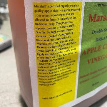 Marshall's Organic Apple Cider Vinegar - 1st Stop Marshall's Health Shop, Gift Shop! - Heath and Natural Therapy New Brighton Christchurch - Naturopath