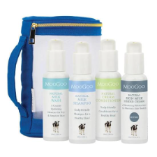 MooGoo Travel Pack Now you can get all of our most-popular and essentials products in convenient travel sizes. These are suitable for carry-on luggage, for when you’re on the MOOve!  Each Travel Pack contains:  Milk Shampoo 100ml. Conditioner 100ml. Milk Wash 100ml. Skin Milk Udder Cream 100g