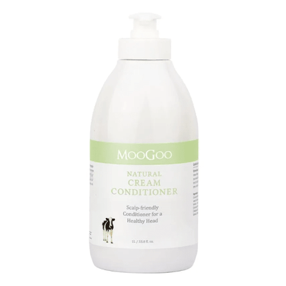 MooGoo Cream Conditioner 500ml, 1l, 2.5l Refill Our Cream Conditioner is one of our most popular products. It was made to complement our Milk Shampoo that was originally made for a family member who had a scalp so itchy they went to bed with olive oil on their scalp and cling wrap around their head. While shampoo cleans the hair and scalp, we feel it?s important to follow it with a natural conditioner that doesn?t coat or irritate the scalp.