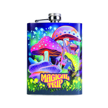 Mushroom Metal Flask TF-F8/MM
Mystical themed flask with a ‘magical trip’ message over a vibrant array of mushrooms
Made from quality stainless steel
Holds 8oz/235ml of your favourite booze
9.0(L) x 2.0(W) x 13.50(H) cm
1st Stop, Marshall's Health Shop, Gift Shop!

SKU: TF-F8/MM