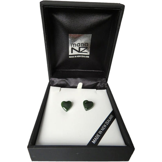 New Zealand Greenstone Heart Studs - 1st Stop Marshall's Health Shop, Gift Shop! - Heath and Natural Therapy New Brighton Christchurch - Naturopath