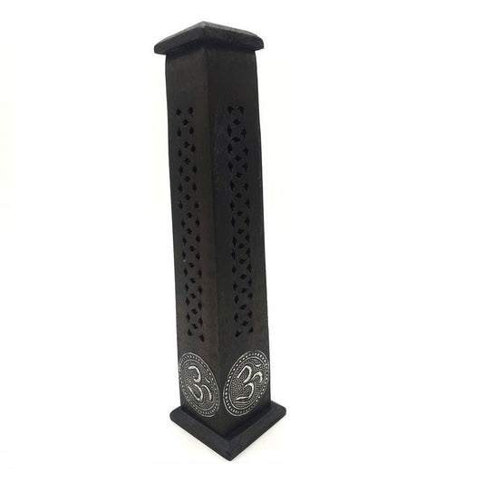 OM Incense Tower Black 12 inch - 1st Stop Marshall's Health Shop, Gift Shop! - Heath and Natural Therapy New Brighton Christchurch - Naturopath