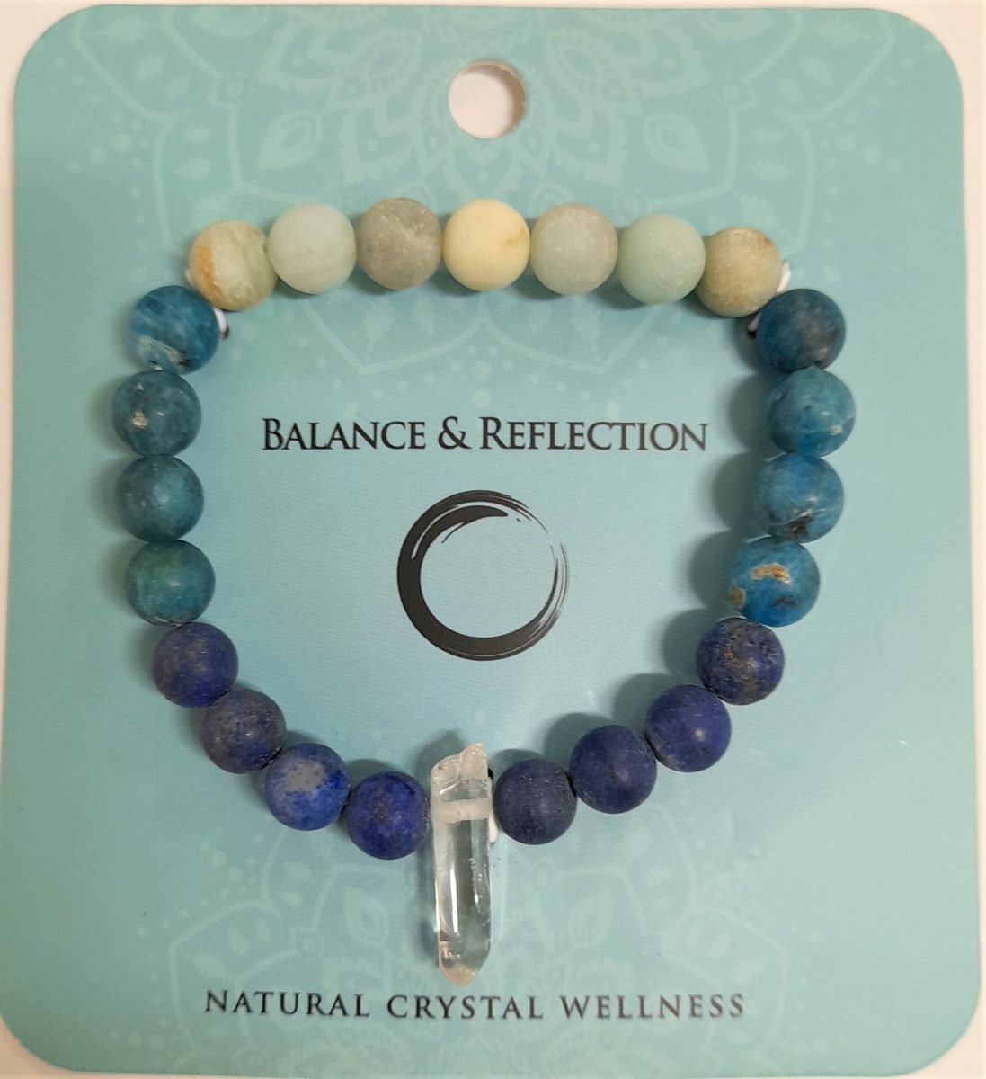 Power Bracelet - Balance and Reflection&nbsp;
Quartz Point with Amazonite, Blue Lapis and Apatite Beads

1st Stop, Marshall's Health Shop, Gift Shop!

SKU: PB2