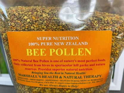 Marshall’s 100% Pure New Zealand Bee Pollen 1kg 100% Pure New Zealand Bee Pollen is one of nature’s most perfect foods. Only collected from hives in spectacular hill parks and nature reserves. Provides superior natural nutrition and an excellent source of essential vitamins, minerals, and amino acids.