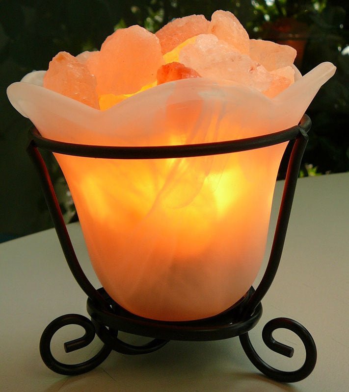 Salt Rocks in Glass bowl metal frame - MarshallsHealthShop