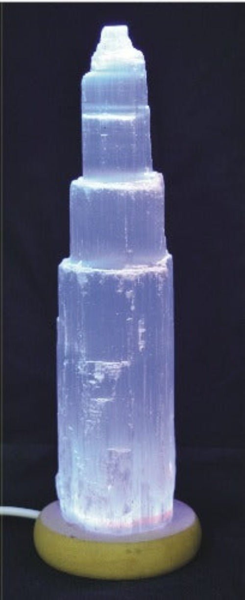 Selenite Lamp Large USB 25 CM LED Mood Change - 1st Stop Marshall's Health Shop, Gift Shop! - Heath and Natural Therapy New Brighton Christchurch - Naturopath