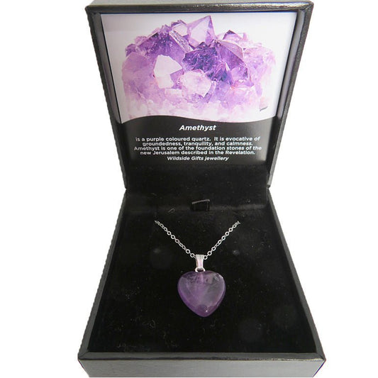 Small Amethyst Heart Pendant On Chain - 1st Stop Marshall's Health Shop, Gift Shop! - Heath and Natural Therapy New Brighton Christchurch - Naturopath