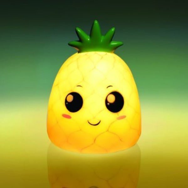Smoosho’s Pals Pineapple Table Lamp Adorable pineapple table lamp based on our lovable Smoosho’s Pals! Lights up the room with a comforting warm glow Makes a magical ornament during the day Low voltage LED safe for children The adorable Smoosho’s Pals Pineapple lamp is the perfect combo of function and decor! It blends right into a fun kid’s room during the day, and lights up with a golden glow at night. Great for bedtime stories or as a nightlight to ensure sweet dreams for your little one.