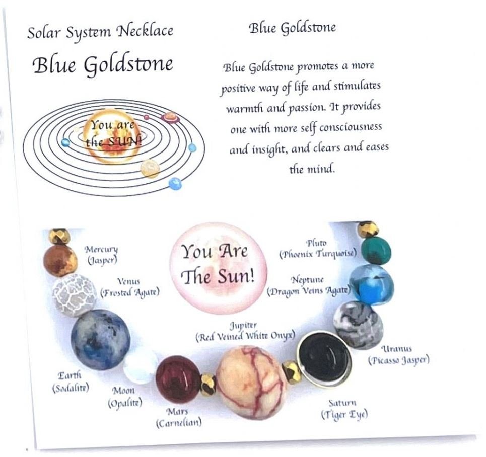 Solar System Necklace Blue Goldstone - 1st Stop Marshall's Health Shop, Gift Shop! - Heath and Natural Therapy New Brighton Christchurch - Naturopath