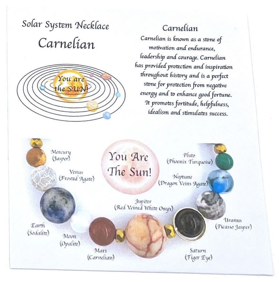 Solar System Necklace Carnelian - 1st Stop Marshall's Health Shop, Gift Shop! - Heath and Natural Therapy New Brighton Christchurch - Naturopath