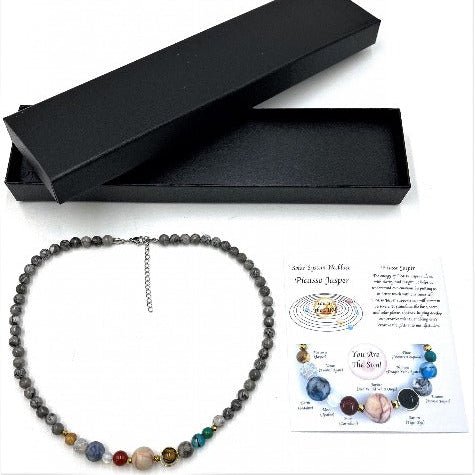 Solar System Necklace Grey Picasso Jasper - 1st Stop Marshall's Health Shop, Gift Shop! - Heath and Natural Therapy New Brighton Christchurch - Naturopath