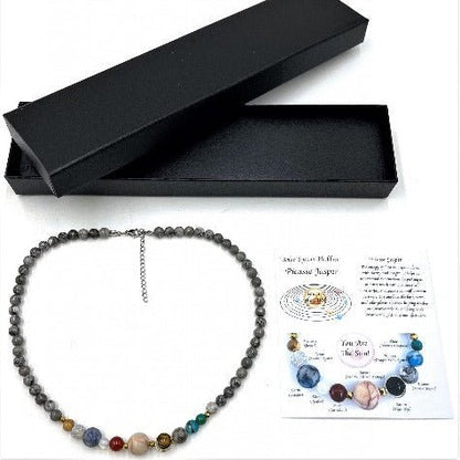 Solar System Necklace Grey Picasso Jasper - 1st Stop Marshall's Health Shop, Gift Shop! - Heath and Natural Therapy New Brighton Christchurch - Naturopath