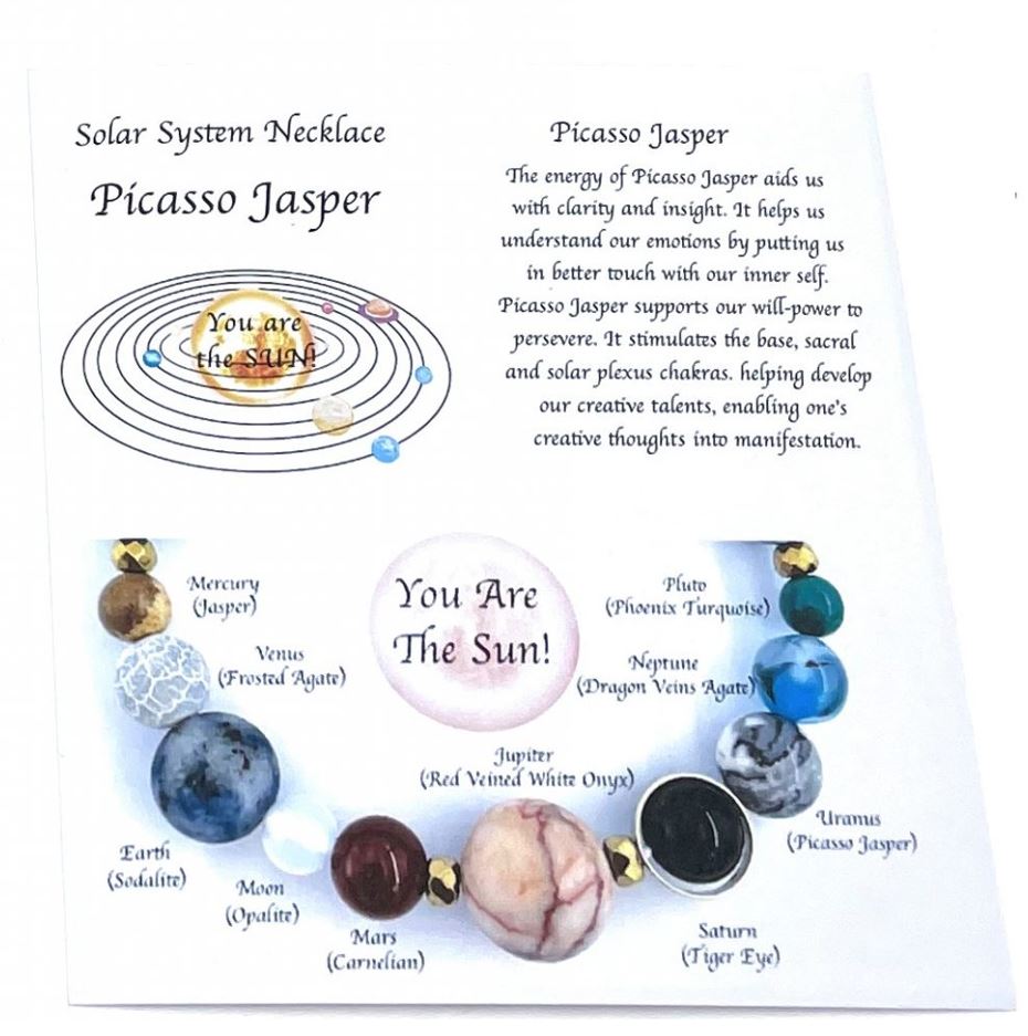 Solar System Necklace Grey Picasso Jasper - 1st Stop Marshall's Health Shop, Gift Shop! - Heath and Natural Therapy New Brighton Christchurch - Naturopath