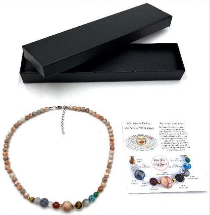 Solar System Necklace Red Veined White Onyx - 1st Stop Marshall's Health Shop, Gift Shop! - Heath and Natural Therapy New Brighton Christchurch - Naturopath