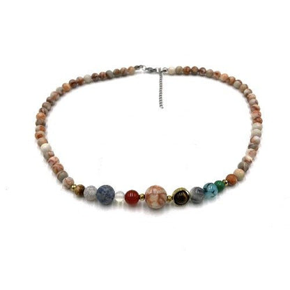 Solar System Necklace Red Veined White Onyx - 1st Stop Marshall's Health Shop, Gift Shop! - Heath and Natural Therapy New Brighton Christchurch - Naturopath