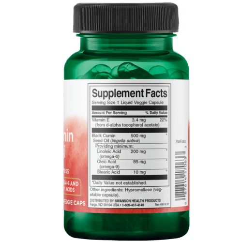 SWANSON Black Cumin Seed Oil 500mg, 60 Veg Capsules 1st Stop, Marshall's Health Shop!  About Black Cumin Seed Oil?  Black cumin seed oil is rapidly gaining popularity as a daily supplement for total-body wellness support. Although relatively new in supplement form, black cumin itself has been used for centuries as a health aid.