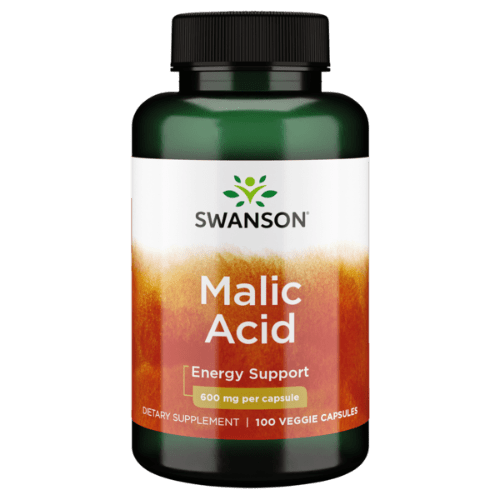SWANSON Malic Acid 600mg, 100 Veg Capsules 1st Stop, Marshall's Health Shop!  About Malic acid?  Fuel your muscles to fend off fatigue with Swanson Malic Acid. The same compound that gives apples their tart taste, malic acid plays a key role in the production of ATP, the energy source for all cells.