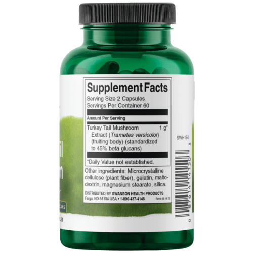 SWANSON Turkey Tail Mushroom 500mg, 120 Capsules 1st Stop, Marshall's Health Shop!  About Turkey Tail Mushrooms  Strengthen your body's defenses at the most fundamental level with the protective power of Turkey Tail Mushroom. Traditional Chinese and Japanese herbalists have treasured Turkey Tail Mushroom as a powerful tonic for the immune system and healthy liver function. 