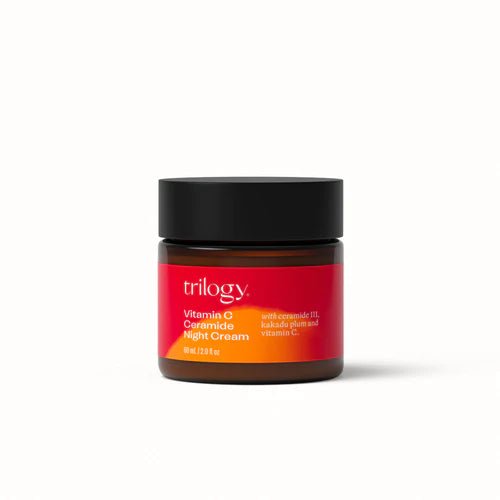 TRILOGY Vitamin C Ceramide Night Cream 60ml Beauty sleep is a REAL thing! Wake to a glowing complexion and skin that radiates good health with this brightening night cream. Essential for lackluster and dry skin, this luxurious step will help you finish your day in style and prep your skin for what tomorrow brings. Vitamin C at night always we say. 