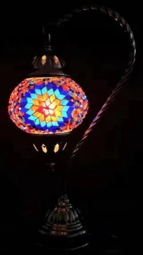 Turkish Mosaic Lamp - Swan Neck Multicolour TL113 - 1st Stop Marshall's Health Shop, Gift Shop! - Heath and Natural Therapy New Brighton Christchurch - Naturopath