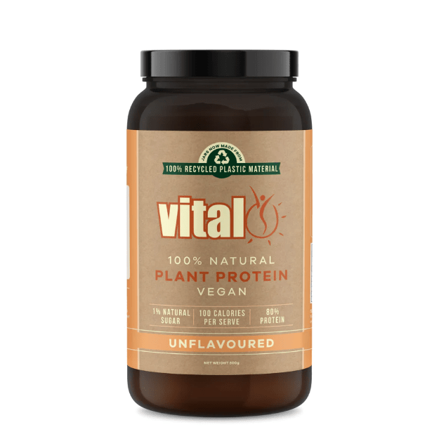 Vital Plant Protein Unflavoured 1st Stop, Marshall's Health Shop!  If you’re looking for a protein supplement to help your body function at its best, you can rely on Vital Protein Powder. It contains over 18 amino acids, matching the profile of whey proteins which is unique for a vegetable protein. The protein is extracted from the highest quality European golden peas. This complete protein digests easily without causing bloating.