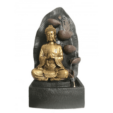 Outdoor Water Feature Gold Buddha Meditating 38x21x71cm  Warm-white light  SKU: WF69