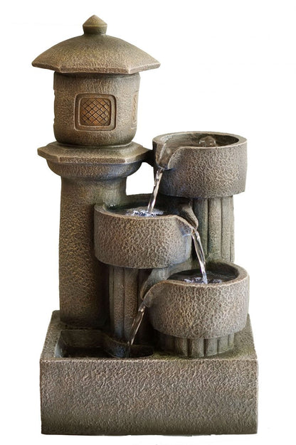 Outdoor Water Feature Japanese Inspired 32x25x58cm  Warm-white light  SKU: WF72