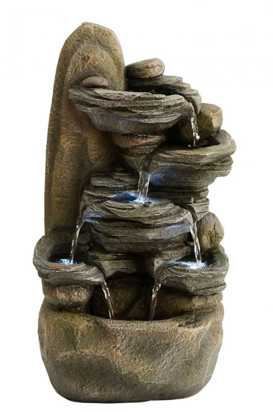 Outdoor Water Feature Rock Pools 27x21x51cm  Warm-white light  SKU: WF71