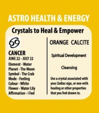 Zodiac Pendant Orange Calcite Cancer - MarshallsHealthShop